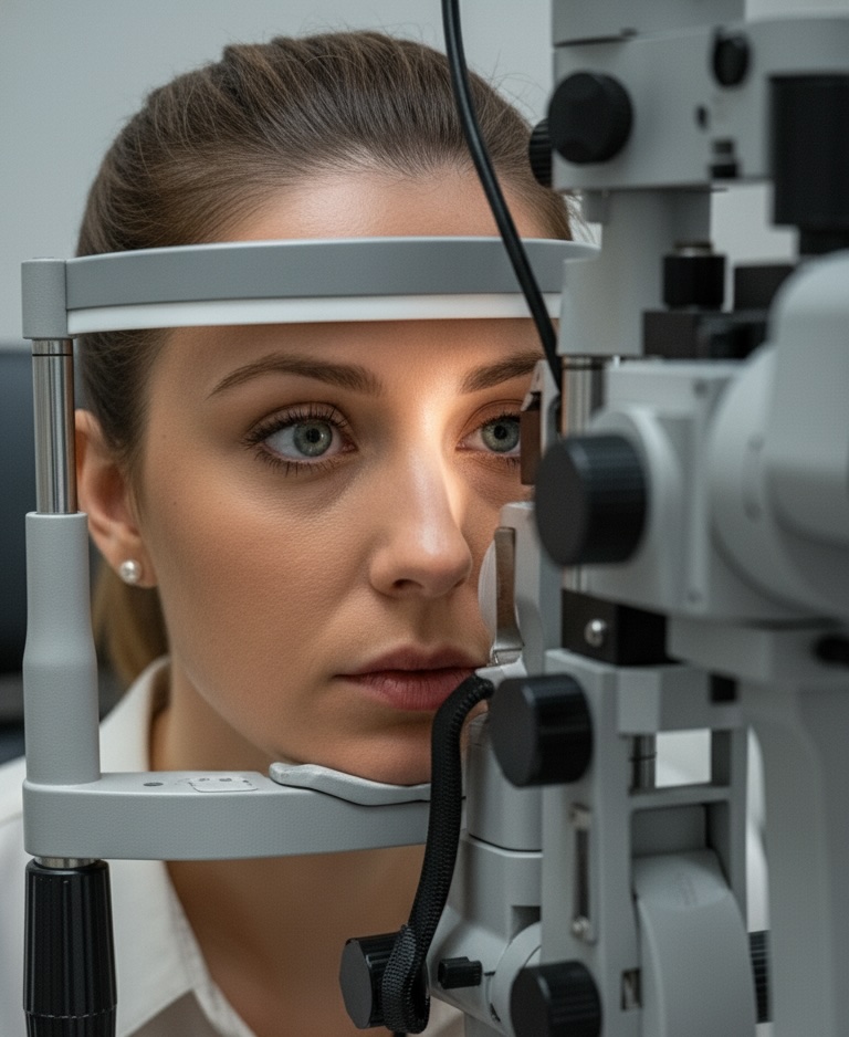 Comprehensive eye exam using advanced diagnostic equipment at RevitalEyes Optometry in Sherman Oaks